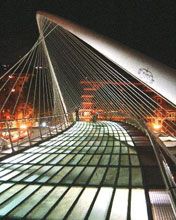 Zubizuri Bridge at night Bilbao - wallpaper preview