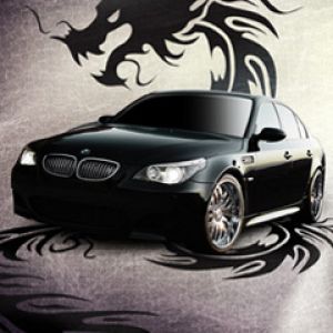 Černé BMW s designem draka