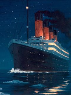 Titanic loď v noci
