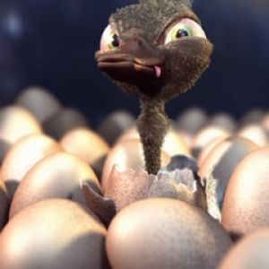 Roztomilý Kreslený Pštros Vylíhnutí