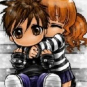 Roztomilá anime pár ilustrace