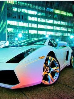 Bílý Lamborghini Gallardo v Noci - wallpaper preview