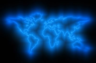 Neonová mapa světa