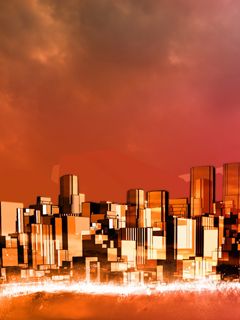Futuristické Město při Západu Slunce - wallpaper preview