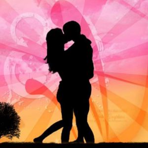 Romantická Silueta Polibku