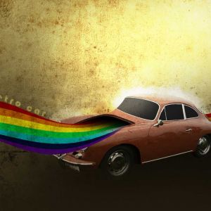 Retro Auto s Duhou