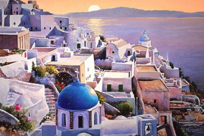 Santorini při západu slunce