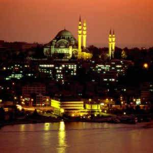 Istanbul Panorama při Západu Slunce
