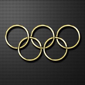 Olympijské kruhy na černém pozadí