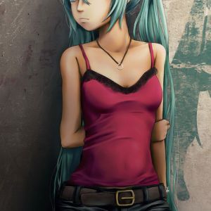 Anime dívka s modrými vlasy