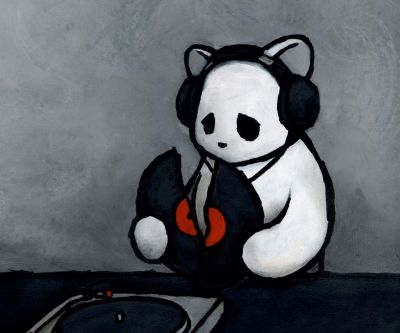 Panda s sluchátky - wallpaper preview