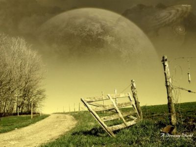 Snová krajina s planetou