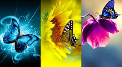 Barevné Motýli a Květiny - wallpaper preview