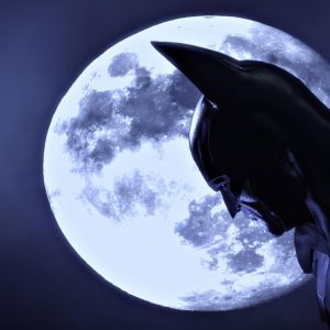 Silueta Batmana proti úplňku