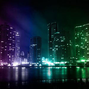 Městský Skyline v Noci