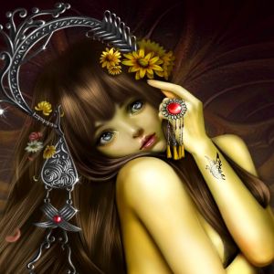 Okouzlující Fantasy Dívka Umění