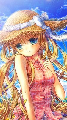 Anime Dívka se Slaměným Kloboukem - wallpaper preview