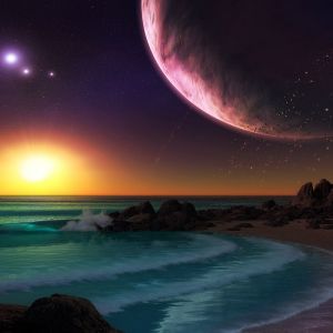Úchvatný západ slunce s planetou