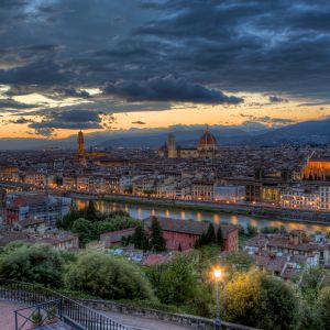 Florentská panorama při západu slunce