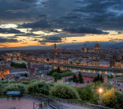 Florentský panoráma při západu slunce