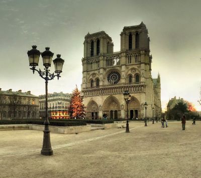 Katedrála Notre Dame o Vánocích - wallpaper preview