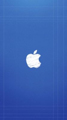Logo Apple na modrém pozadí